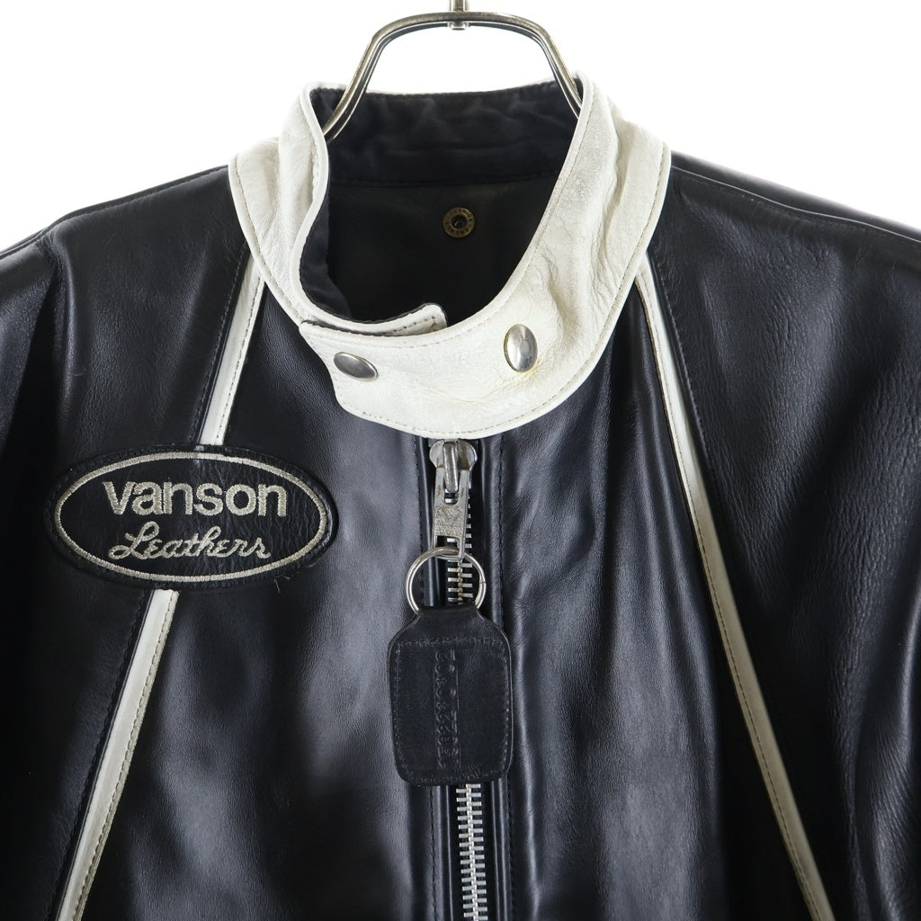 VANSON(バンソン) 9RJV DAITONA Leather Single Riders Jacket レザー デイトナ シングルライダース ジャケット ブラック/ホワイト