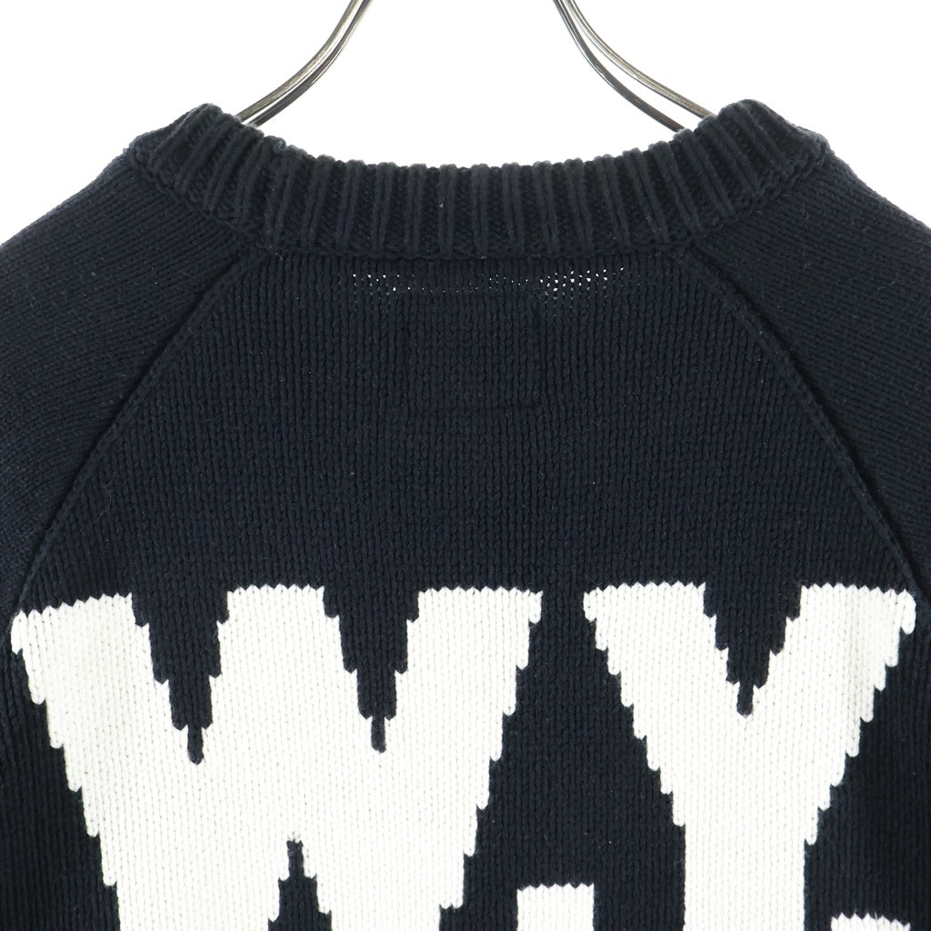 WASTED YOUTH(ウェイステッドユース) 23AW Knit Sweater グラフィックロゴ ニット セーター ブラック