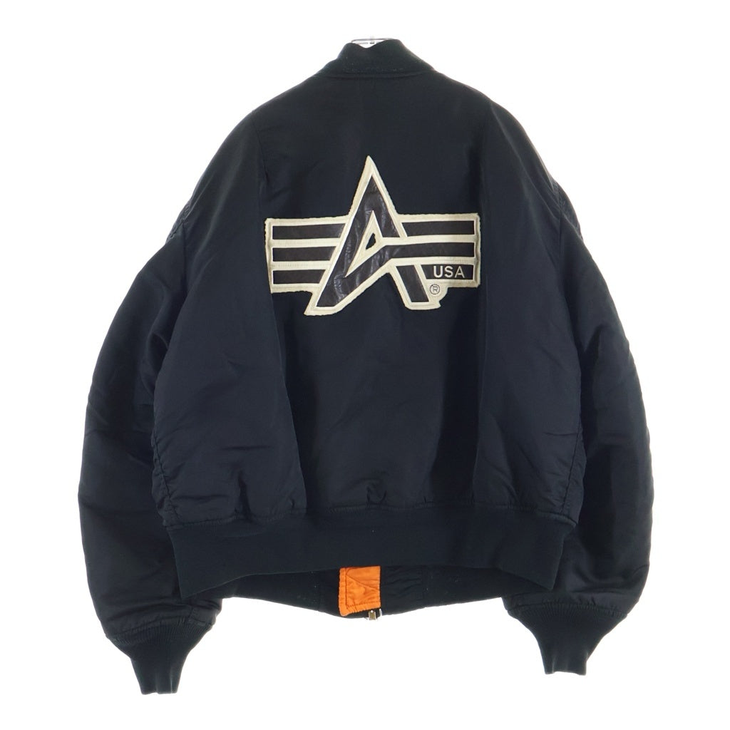 ALPHA INDUSTRIES(アルファ インダストリーズ) 90s MA-1 バッグロゴ ライフジャケット エンブレム リバーシブル ブラック/オレンジ