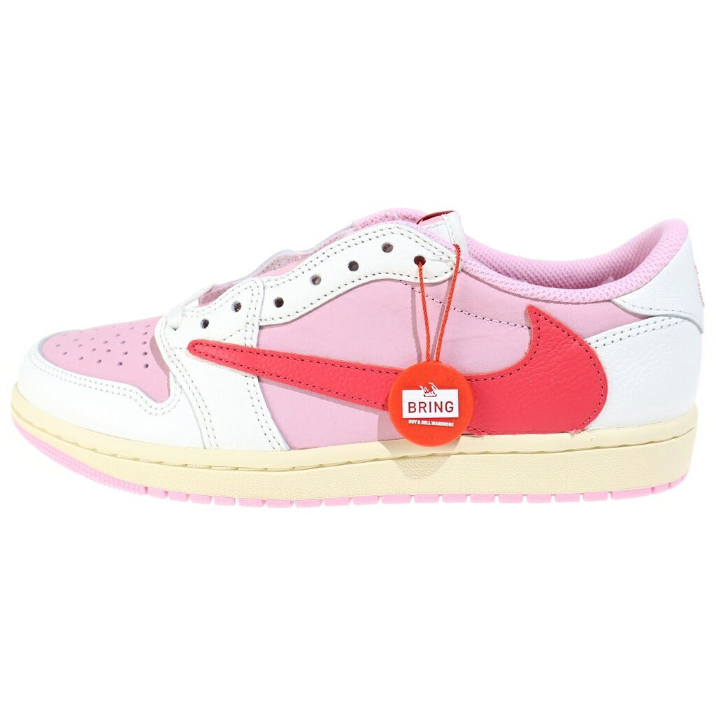 NIKE(ナイキ) ×TRAVIS SCOTT AIR JORDAN 1 RETRO LOW SAIL/TROPICAL PINK IQ7604-101 ×トラヴィススコット エアジョーダン1 レトロ ロー OG ローカットスニーカー シューズ US9/27.0cm ホワイト/ピンク