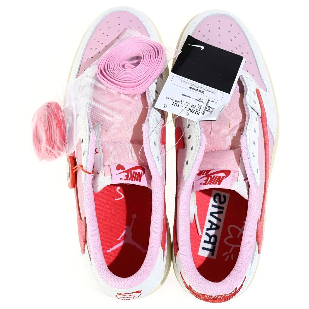 NIKE(ナイキ) ×TRAVIS SCOTT AIR JORDAN 1 RETRO LOW SAIL/TROPICAL PINK IQ7604-101 ×トラヴィススコット エアジョーダン1 レトロ ロー OG ローカットスニーカー シューズ US9/27.0cm ホワイト/ピンク