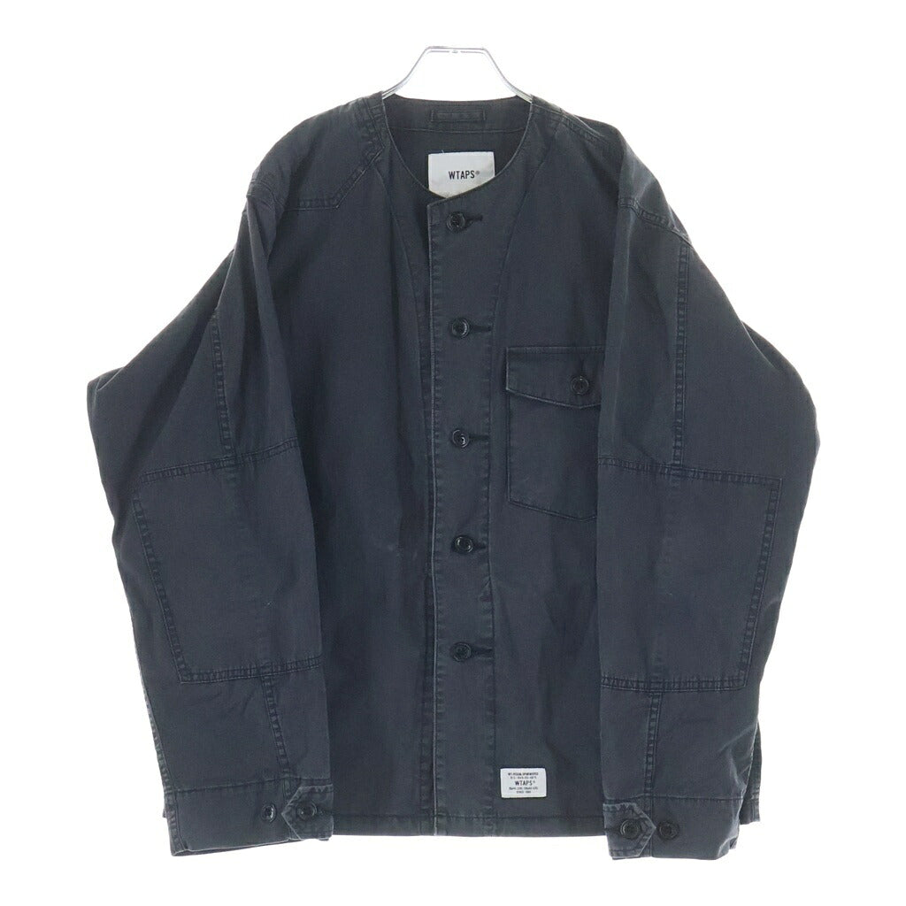 WTAPS(ダブルタップス) 18SS SCOUT LS SHIRT スカウト エルエス シャツ コットン ノーカラー ミリタリー長袖シャツ ブラック 181WVDT-SHM02