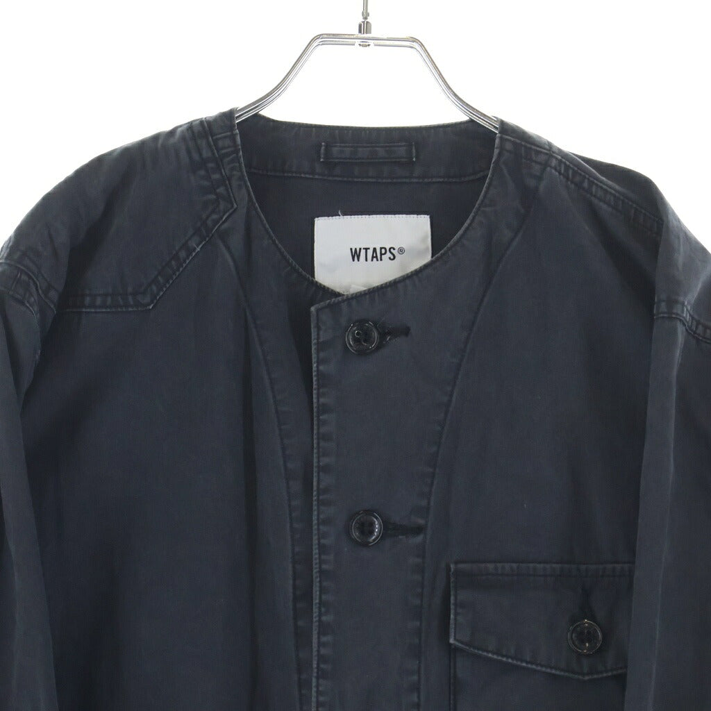 WTAPS(ダブルタップス) 18SS SCOUT LS SHIRT スカウト エルエス シャツ コットン ノーカラー ミリタリー長袖シャツ ブラック 181WVDT-SHM02