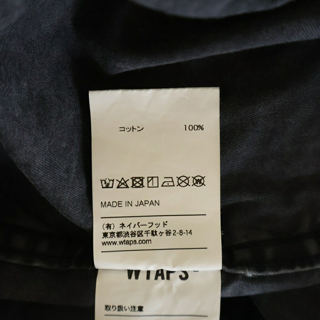 WTAPS(ダブルタップス) 18SS SCOUT LS SHIRT スカウト エルエス シャツ コットン ノーカラー ミリタリー長袖シャツ ブラック 181WVDT-SHM02