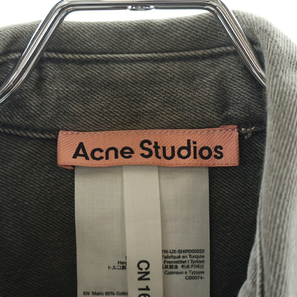 Acne Studios(アクネ ストゥディオズ) 24SS ダメージ加工 ルーズフィット デニムシャツ 長袖シャツ グレー FN-UX-SHIR000022