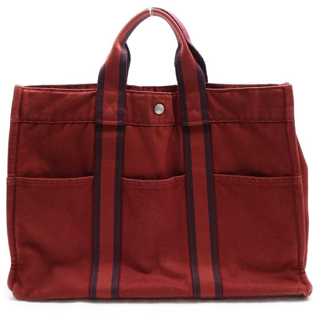 HERMES(エルメス) フールトゥMM トートバッグ キャンバス レッド シルバー金具