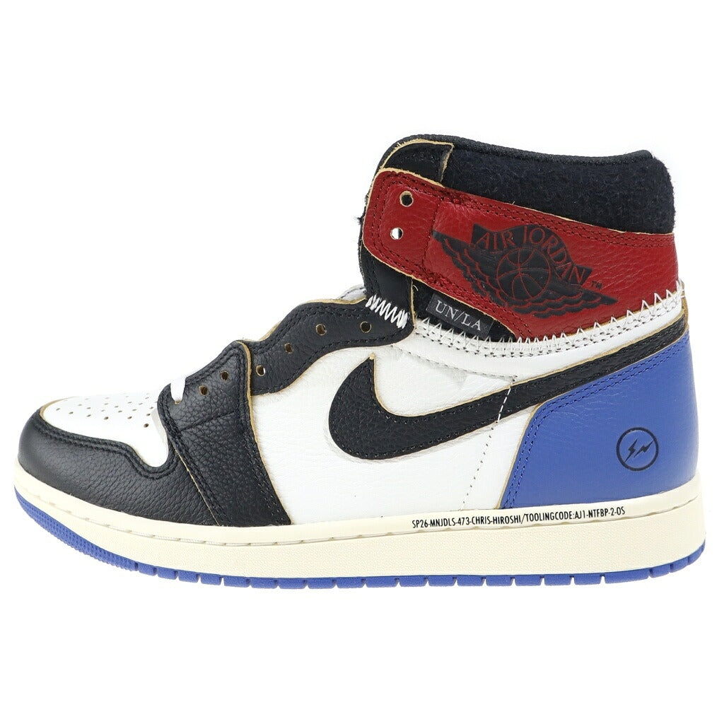 NIKE(ナイキ) ×FRAGMENT DESIGHN ×UNION AIR JORDAN 1 HIGH IO7847-002 ×フラグメントデザイン ×ユニオン エアジョーダン1 ハイ OG ハイカットスニーカー シューズ US9/27.0cm ブラック/レッド