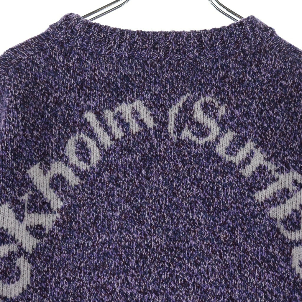 NO BRAND(ノーブランド) 【Stockholm Surfboard Club】ストックホルムサーフボードクラブ Logo Intarsia Jumper Knit Sweat ロゴデザイン ニットセーター パープル U2000149