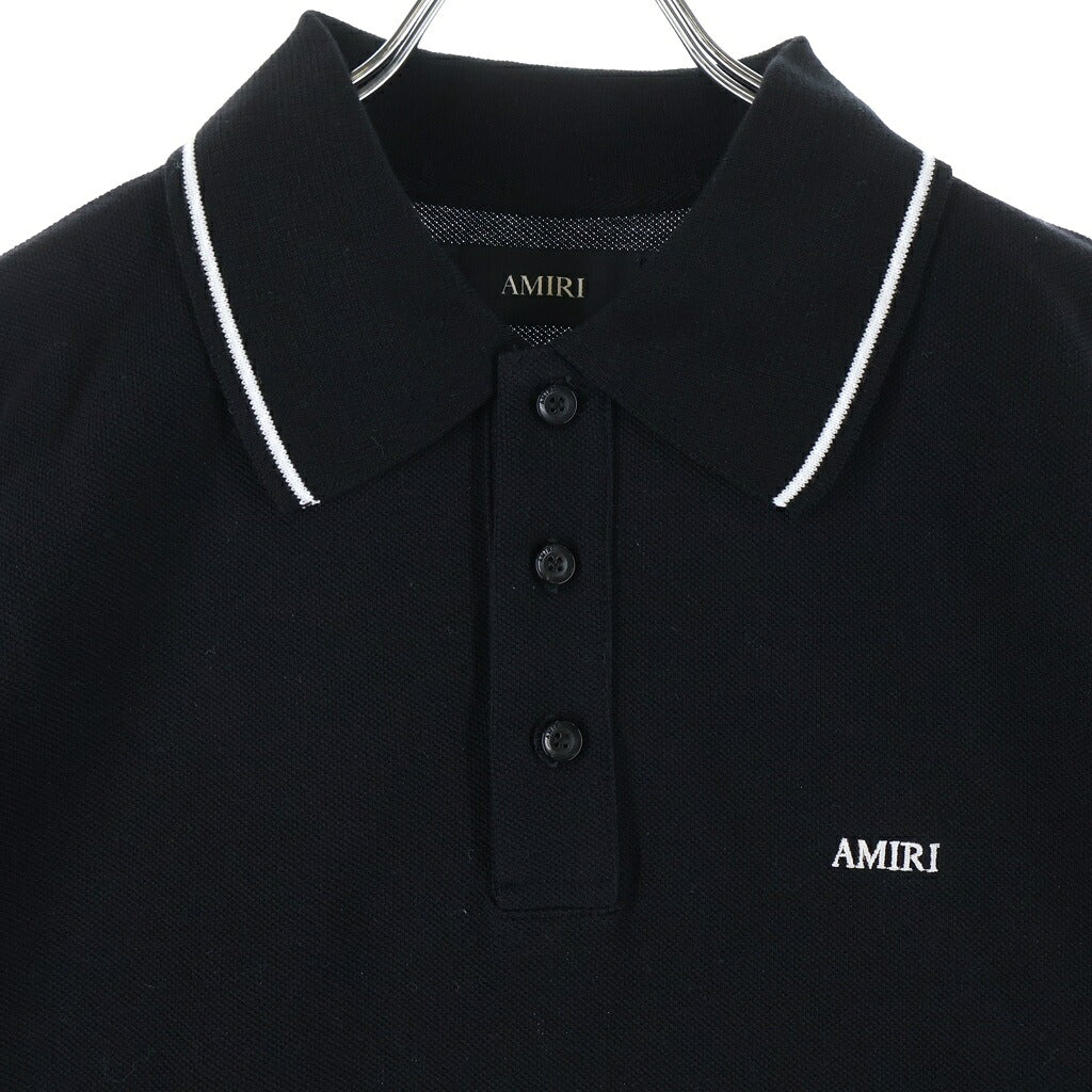 AMIRI(アミリ) Contrasting Trim Polo Shirt AMJYPO1018M ロゴ刺繍 半袖ポロシャツ ブラック AMJYPO1018