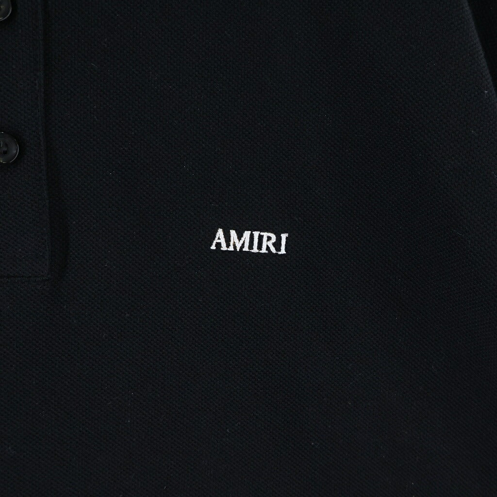 AMIRI(アミリ) Contrasting Trim Polo Shirt AMJYPO1018M ロゴ刺繍 半袖ポロシャツ ブラック AMJYPO1018