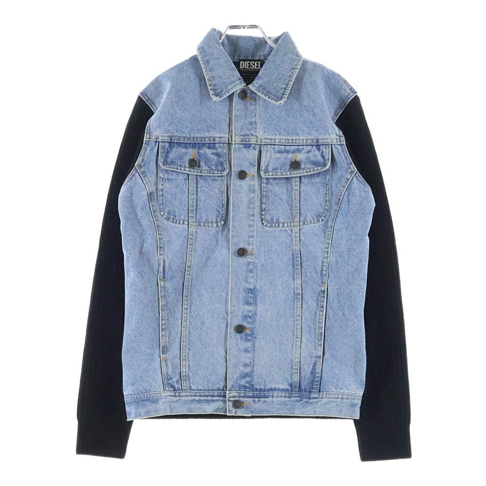 DIESEL(ディーゼル) K-BRIDGE ウォッシュド デニム 切替 ニット ジャケット ブラック/インディゴ A04064