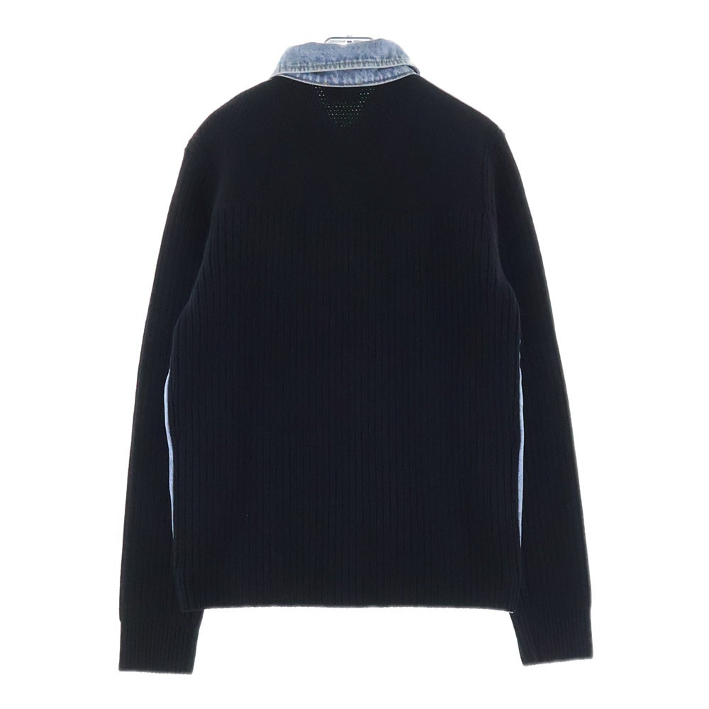 DIESEL(ディーゼル) K-BRIDGE ウォッシュド デニム 切替 ニット ジャケット ブラック/インディゴ A04064