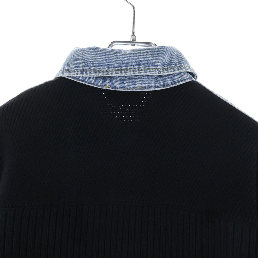 DIESEL(ディーゼル) K-BRIDGE ウォッシュド デニム 切替 ニット ジャケット ブラック/インディゴ A04064
