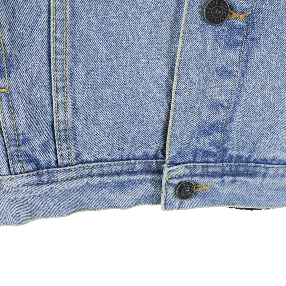 DIESEL(ディーゼル) K-BRIDGE ウォッシュド デニム 切替 ニット ジャケット ブラック/インディゴ A04064