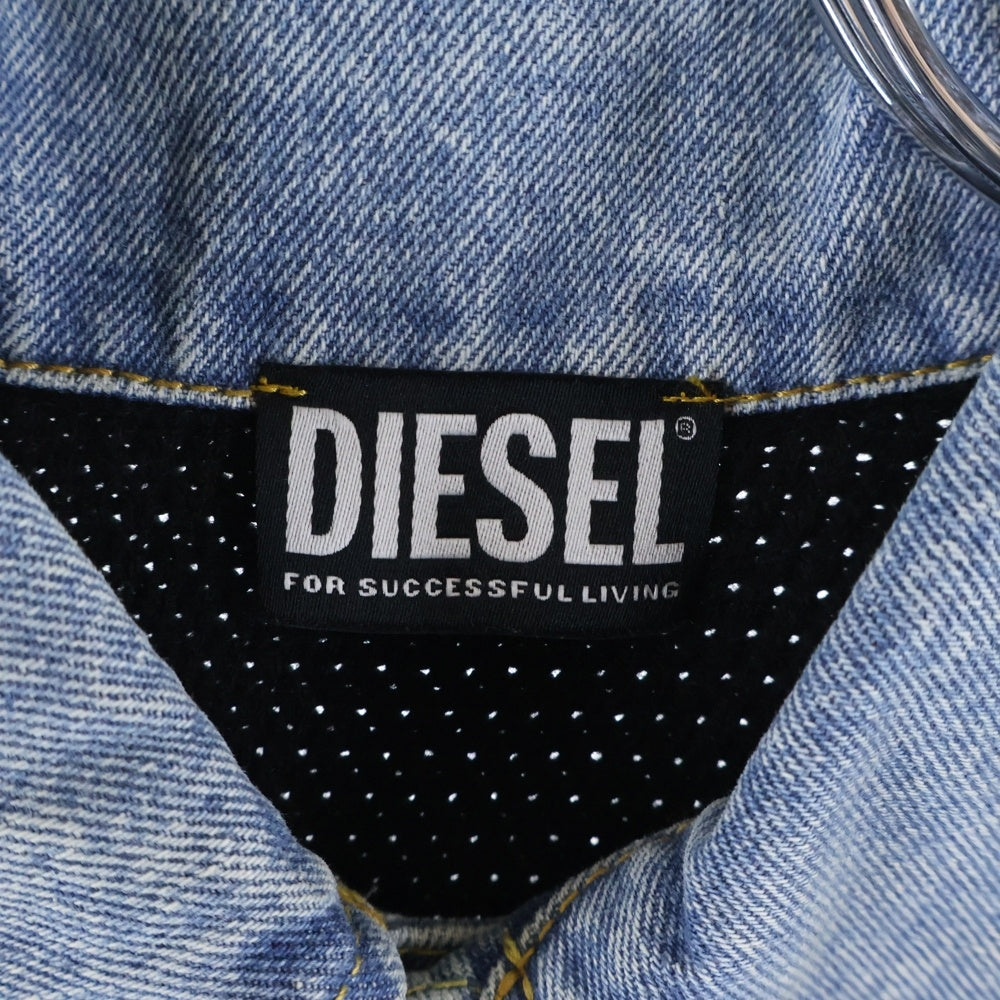 DIESEL(ディーゼル) K-BRIDGE ウォッシュド デニム 切替 ニット ジャケット ブラック/インディゴ A04064
