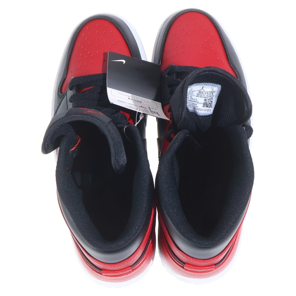 NIKE(ナイキ) AIR JORDAN 1 MID BRED 554724-074 エアージョーダン ブレッド ハイカットスニーカー シューズ ブラック/レッド US9.5/27.5cm