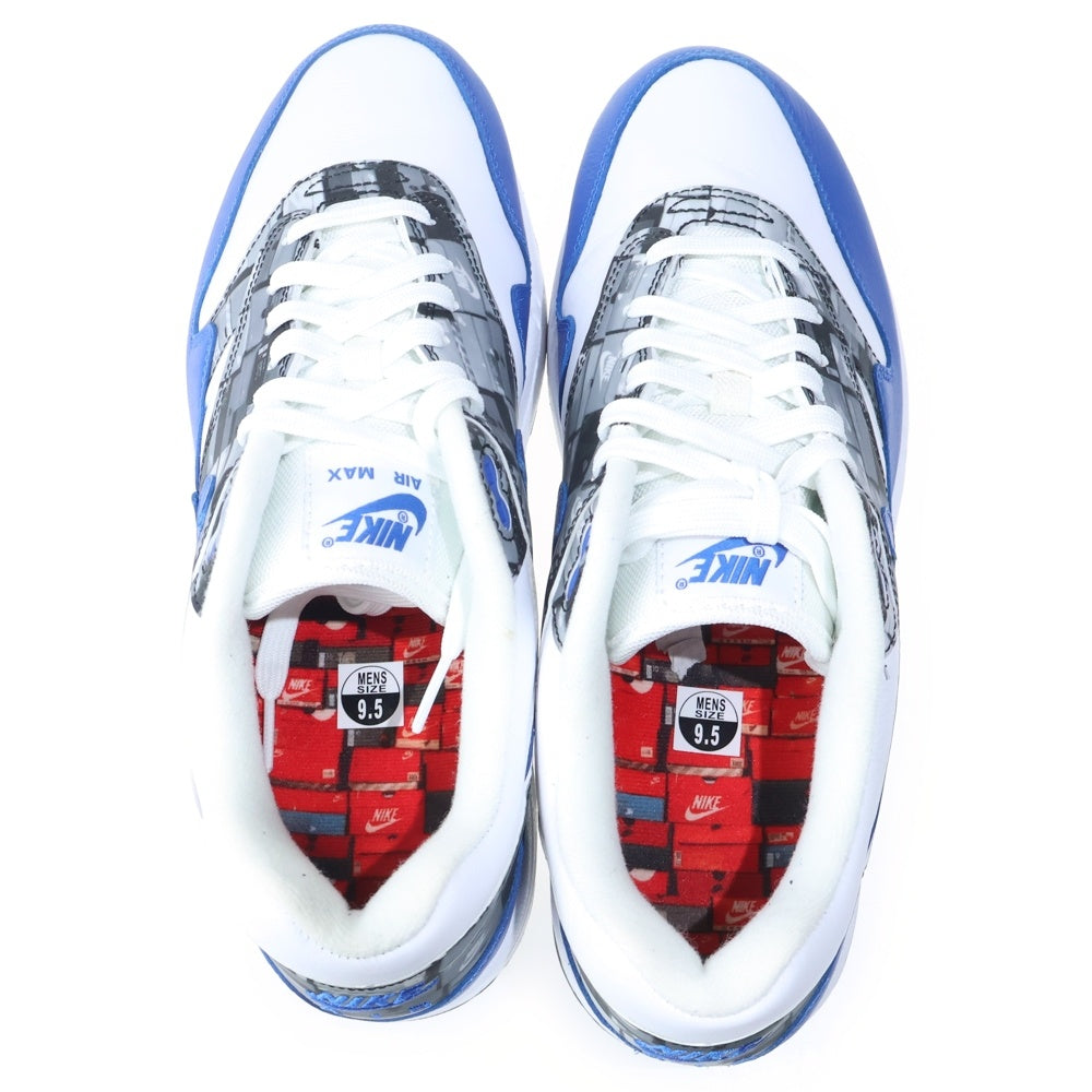NIKE(ナイキ) × atmos AIR MAX1 PRNT AQ0927-100 アトモス エアマックス1 プリント ローカットスニーカー シューズ ホワイト/ブルー US9.5/27.5cm