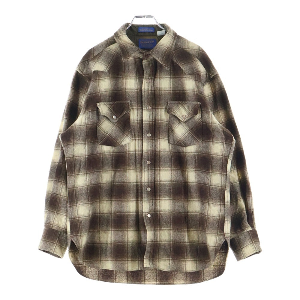 PENDLETON(ペンドルトン) 90S VINTAGE ヴィンテージ ダブルポケット ウール 長袖ウエスタンシャツ ブラウン