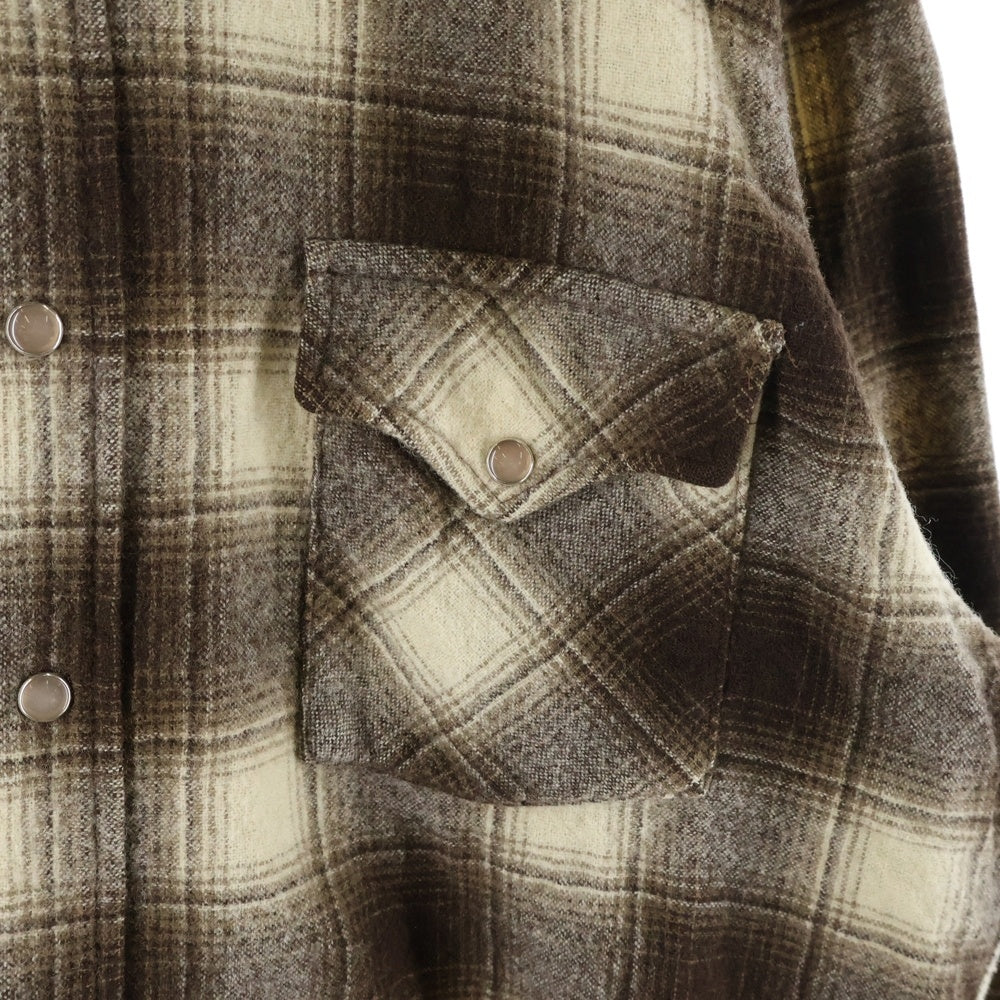 PENDLETON(ペンドルトン) 90S VINTAGE ヴィンテージ ダブルポケット ウール 長袖ウエスタンシャツ ブラウン