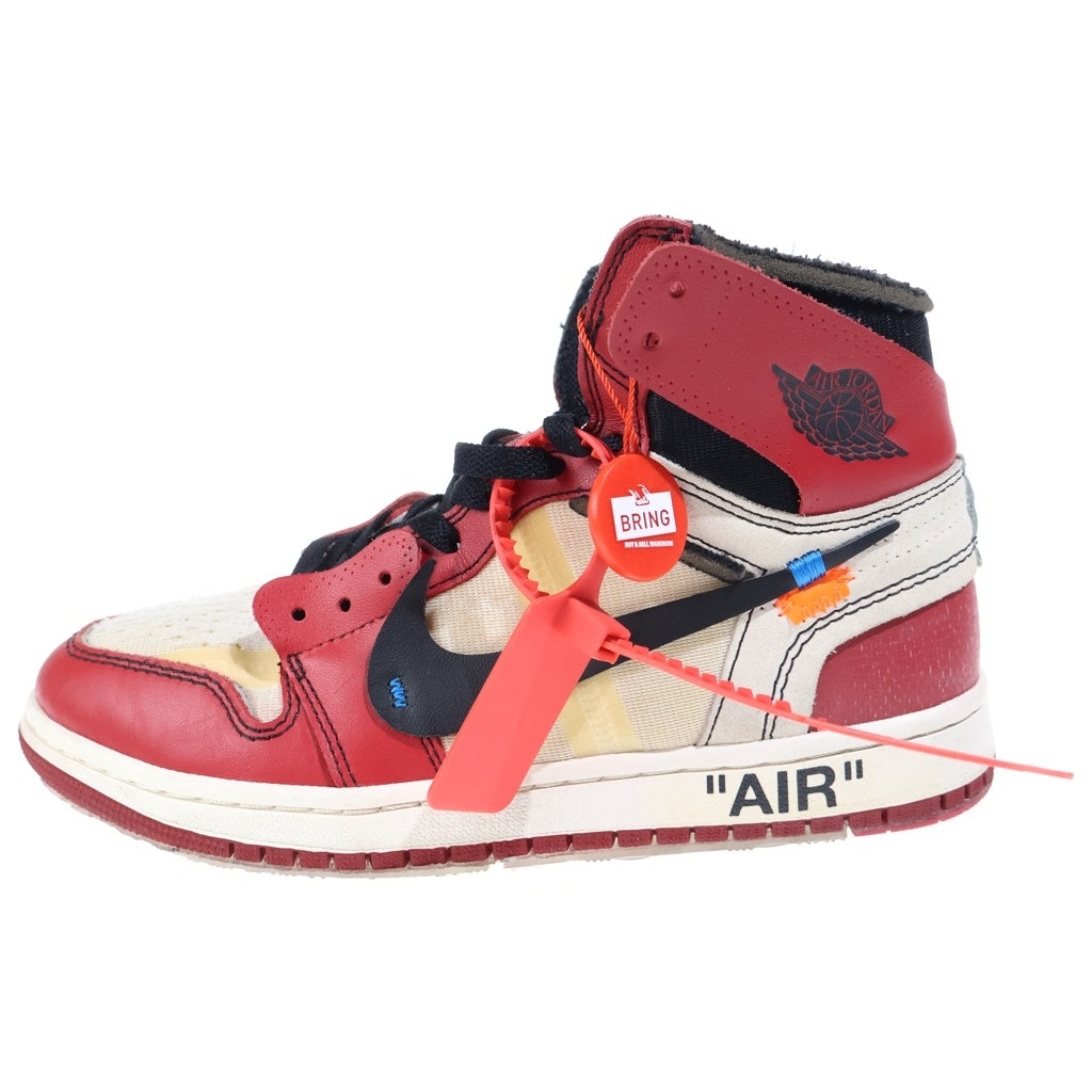 NIKE(ナイキ) ×OFF-WHITE THE 10 AIR JORDAN 1 CHICAGO オフホワイト ザテン エアジョーダンシカゴ ハイカットスニーカー ホワイト/レッド US8/26cm AA3834-101