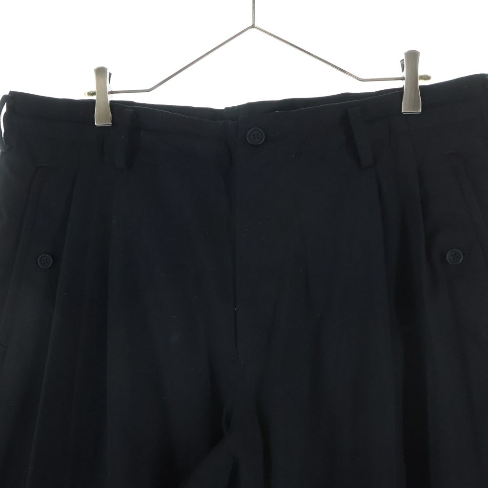 Y's for men(ワイズフォーメン) WOOL GABADINE TACK WIDE PANTS ウールギャバジンタックワイドパンツ ブラック MS-P35-100
