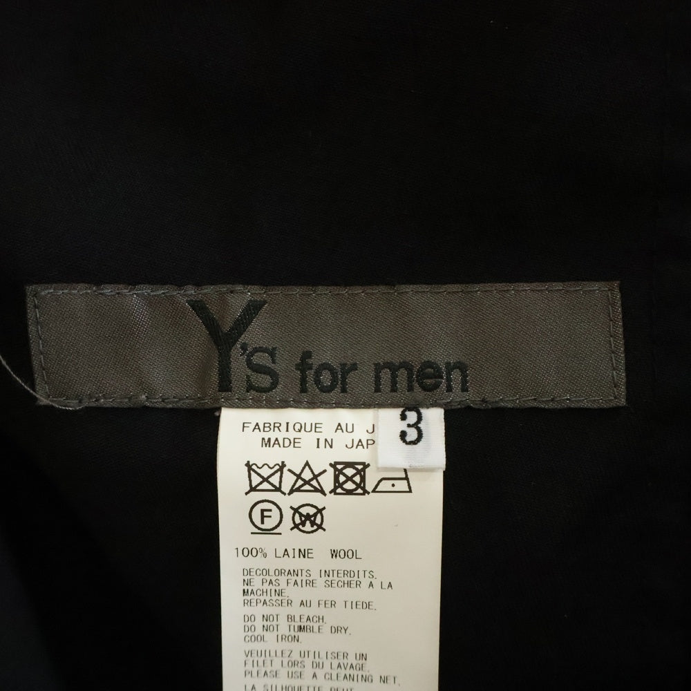 Y's for men(ワイズフォーメン) WOOL GABADINE TACK WIDE PANTS ウールギャバジンタックワイドパンツ ブラック MS-P35-100