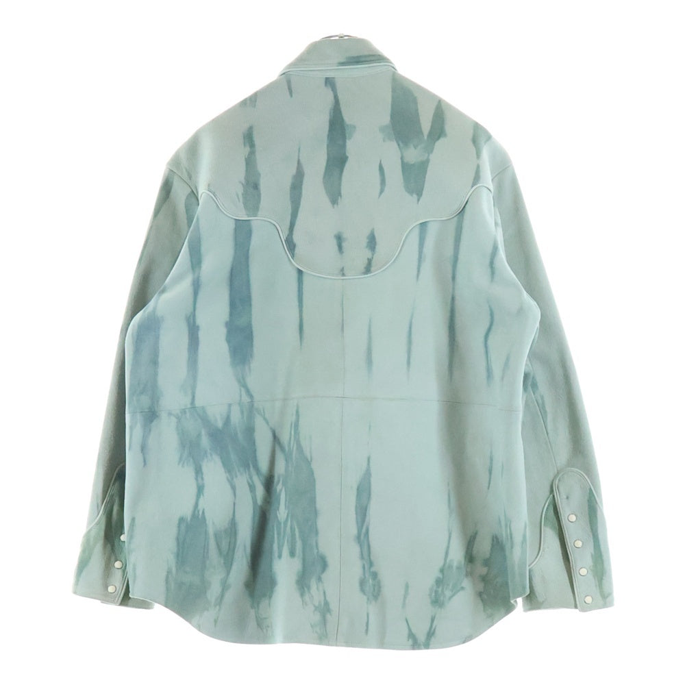 SUGARHILL(シュガーヒル) 22SS TIE-DYE LEATHER WESTERN SHIRT タイダイ レザー ウエスタン シャツ グリーン 22SSLA02