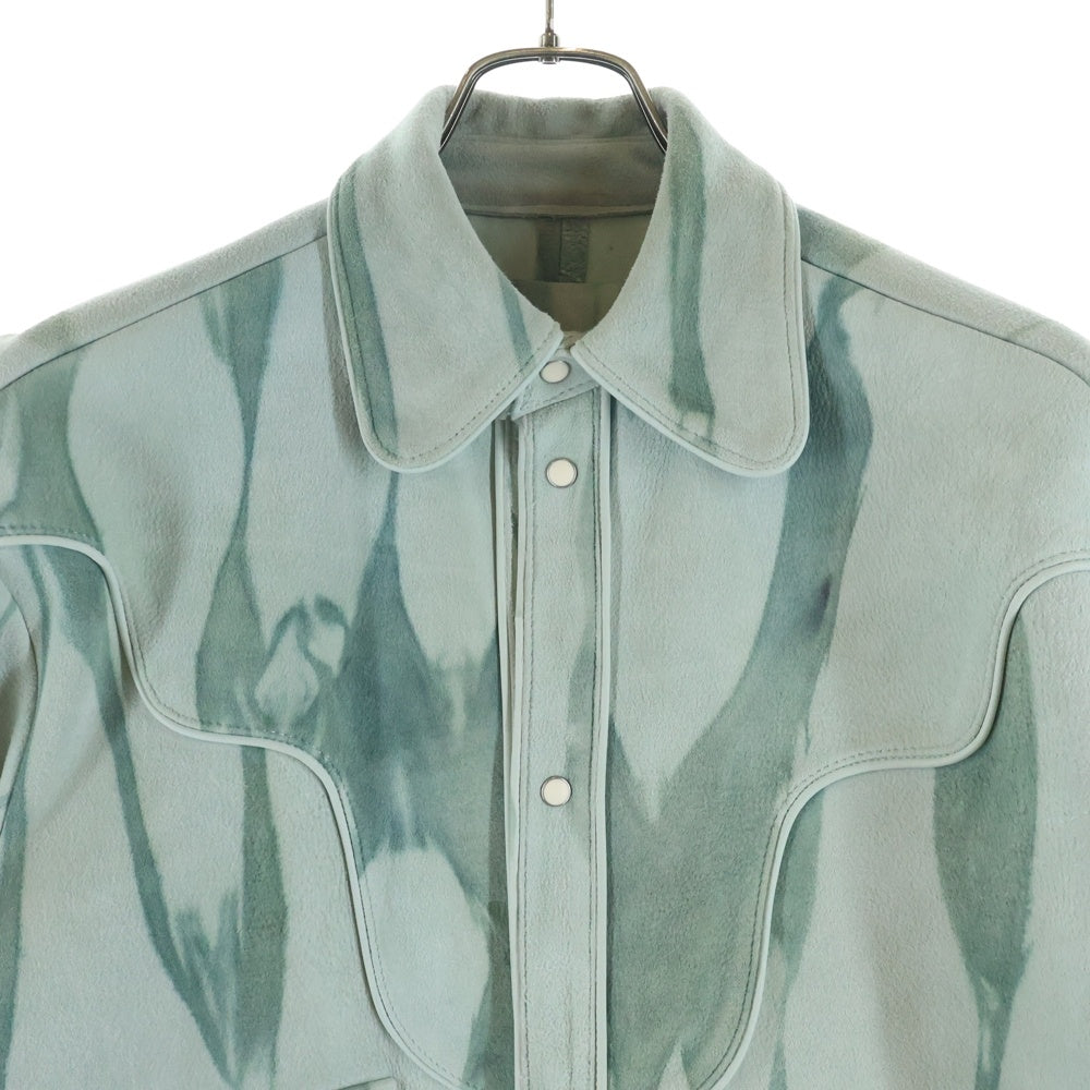 SUGARHILL(シュガーヒル) 22SS TIE-DYE LEATHER WESTERN SHIRT タイダイ レザー ウエスタン シャツ グリーン 22SSLA02