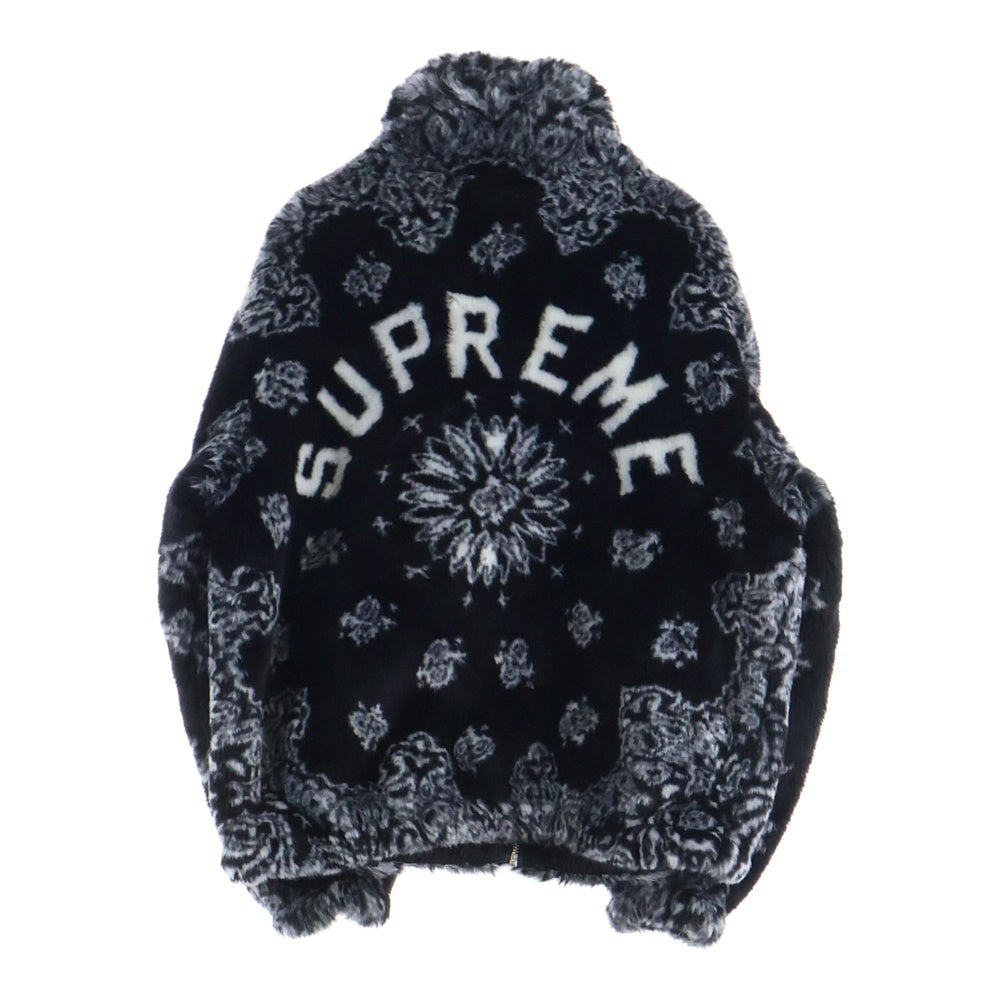 SUPREME(シュプリーム) 21AW Bandana Faux Fur Bomber Jacket バンダナ柄 ジップアップ ボンバージャケット ブラック