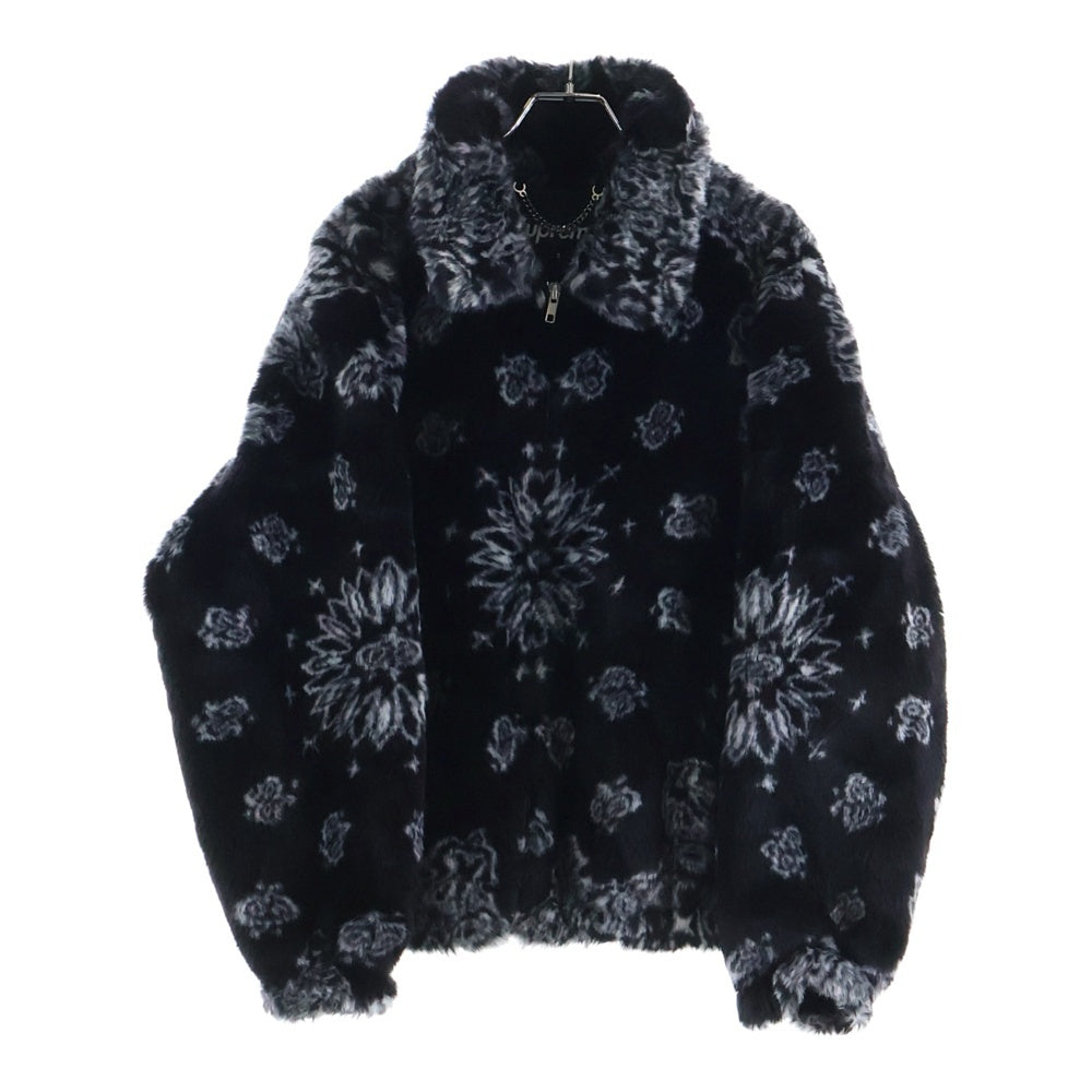 SUPREME(シュプリーム) 21AW Bandana Faux Fur Bomber Jacket バンダナ柄 ジップアップ ボンバージャケット ブラック