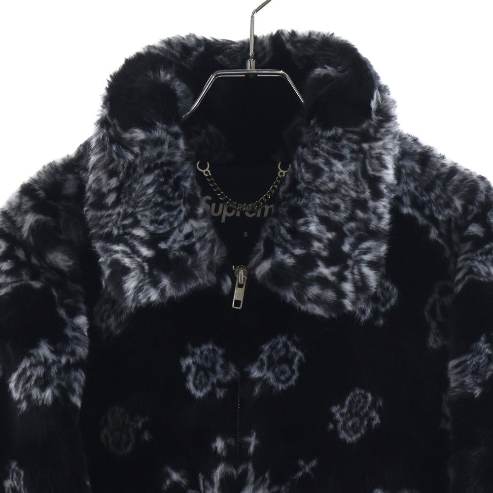SUPREME(シュプリーム) 21AW Bandana Faux Fur Bomber Jacket バンダナ柄 ジップアップ ボンバージャケット ブラック