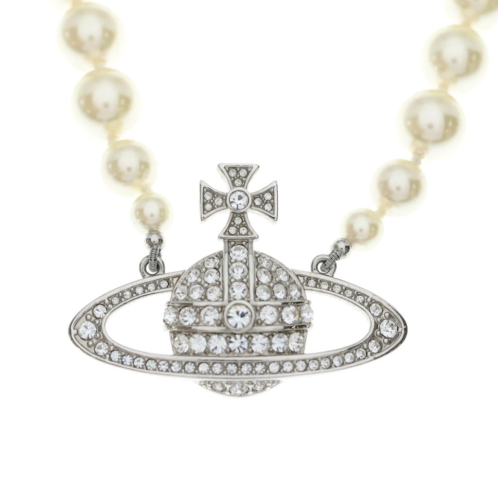 Vivienne Westwood(ヴィヴィアンウエストウッド) ONE ROW PEARL BAS/RELIEF CHOKER ワン ロウ パール バスレリーフ チョーカー ホワイト/シルバー レディース