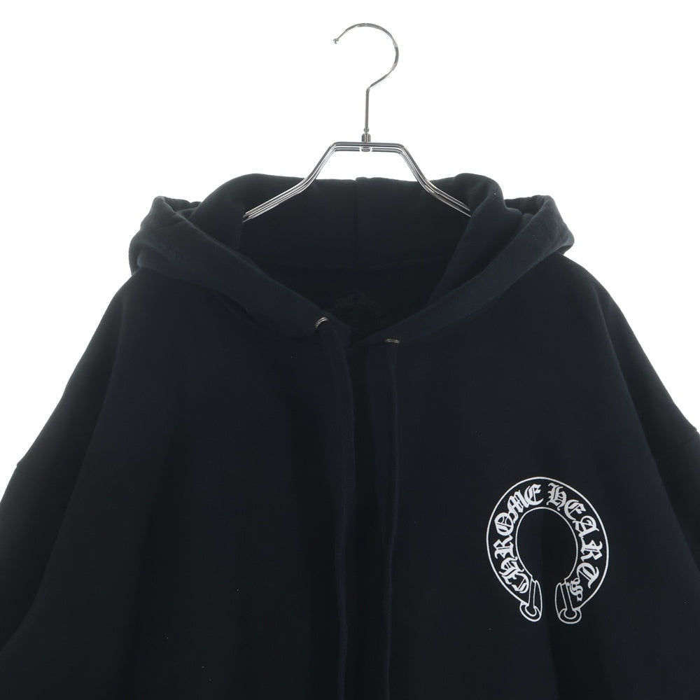 CHROME HEARTS(クロムハーツ) SWTSHRT PLVR 袖フローラルバックホースシュープリントプルオーバーパーカー フーディー ブラック