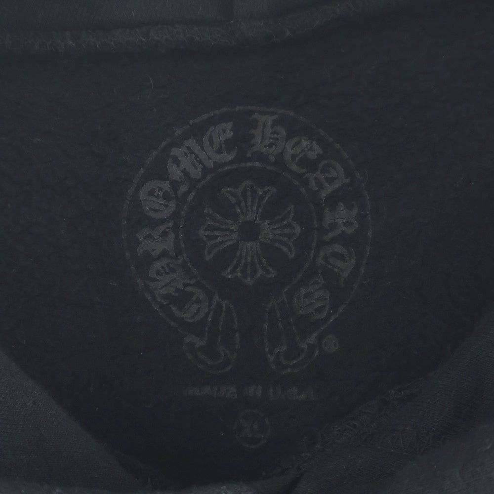 CHROME HEARTS(クロムハーツ) SWTSHRT PLVR 袖フローラルバックホースシュープリントプルオーバーパーカー フーディー ブラック