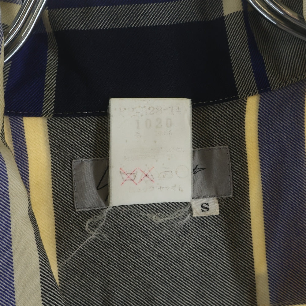 Yohji Yamamoto(ヨウジヤマモト) 90S ウール チェック 長袖 シャツ アイボリー/ブルー FP-B28-14