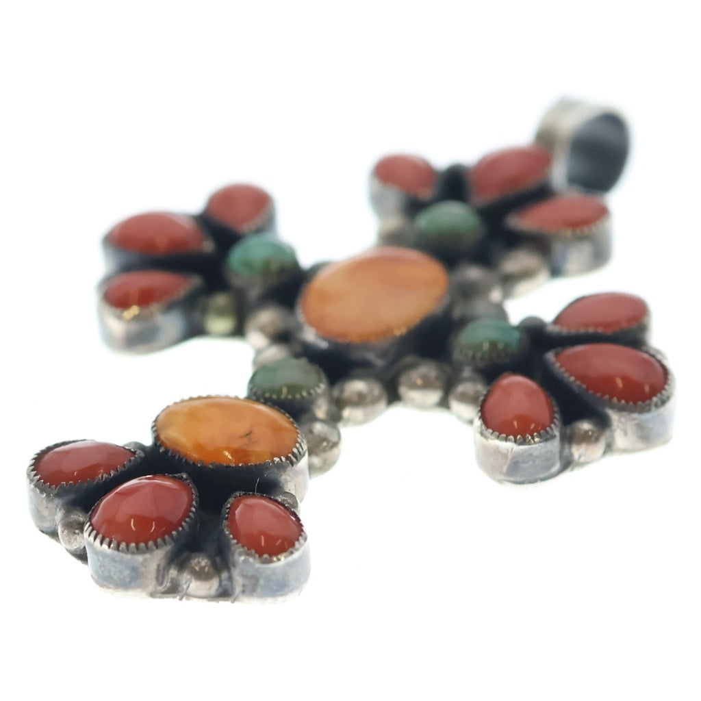 INDIAN JEWELRY(インディアンジュエリー) Don Lucas ドン ルーカス コーラル クロス ネックレス シルバー/レッド レディース