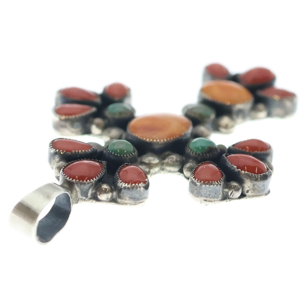 INDIAN JEWELRY(インディアンジュエリー) Don Lucas ドン ルーカス コーラル クロス ネックレス シルバー/レッド レディース