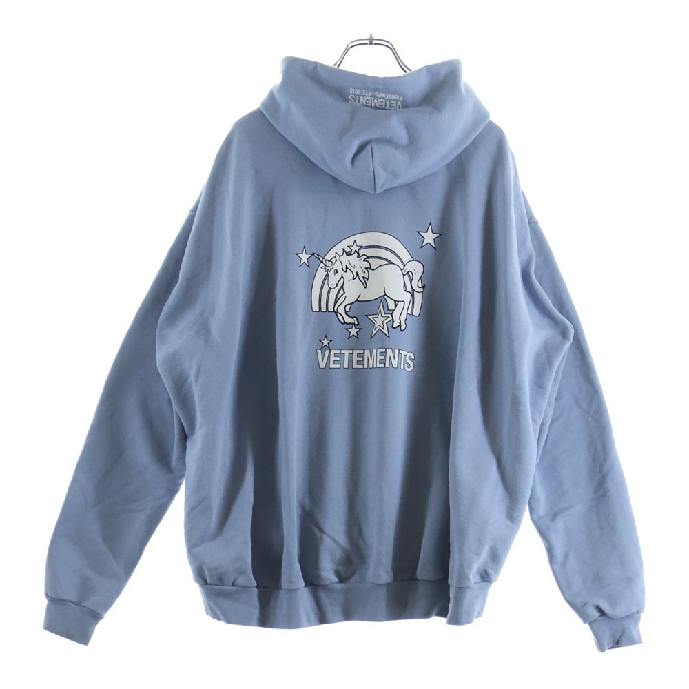 VETEMENTS(ヴェトモン) 18SSRainbows Unicorn Hooded ユニコーンプリントフーデッドパーカーWSS18TR28