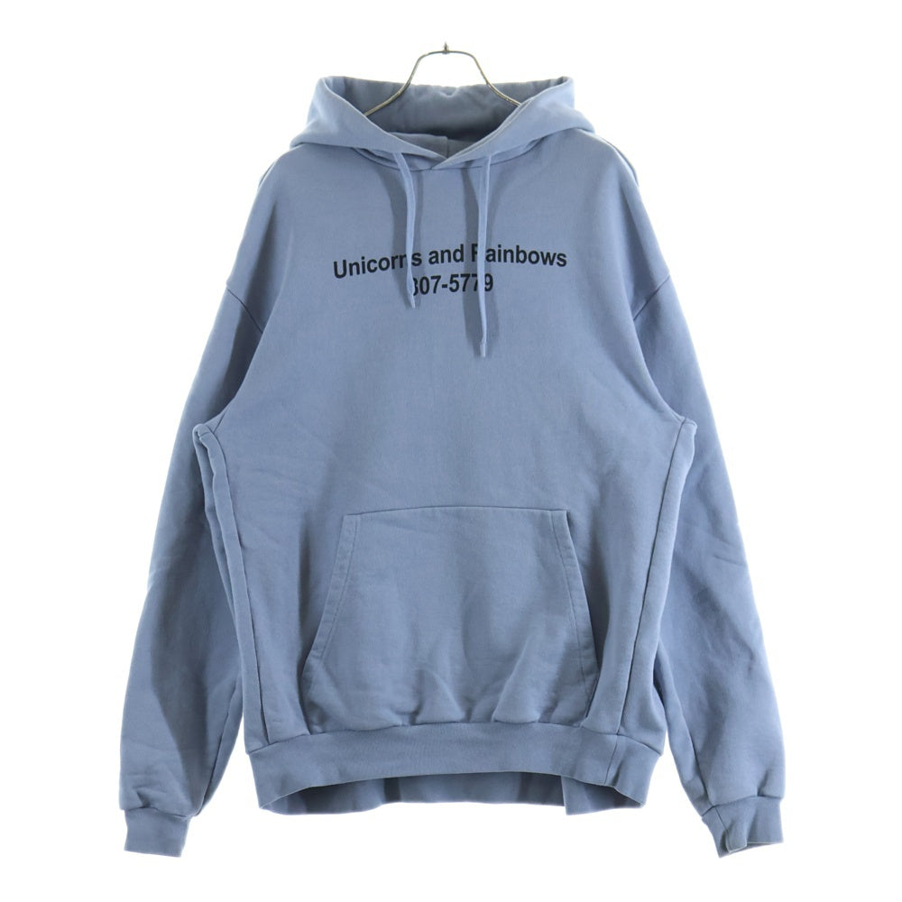 VETEMENTS(ヴェトモン) 18SSRainbows Unicorn Hooded ユニコーンプリントフーデッドパーカーWSS18TR28
