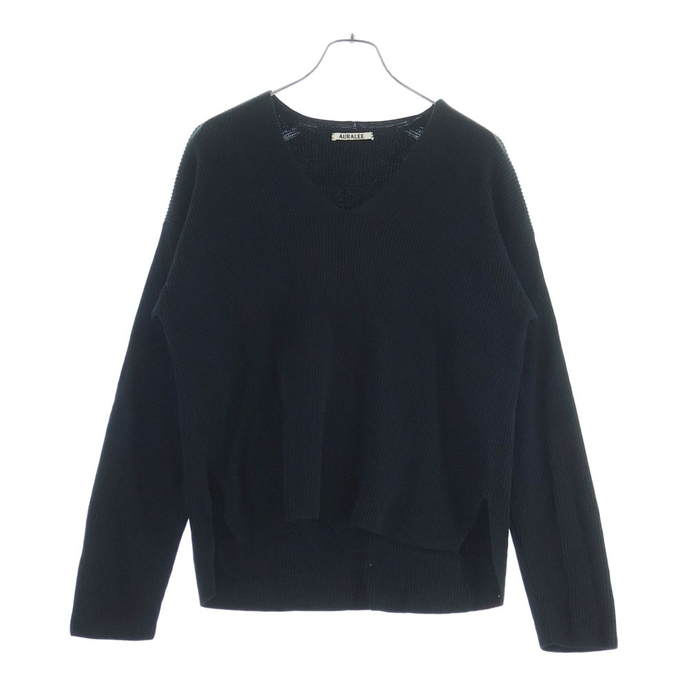 AURALEE(オーラリー) 18SS SUPER HARD TWIST RIB KNIT V-NECK PO Vネックニットセーター ブラック A8SV05TR