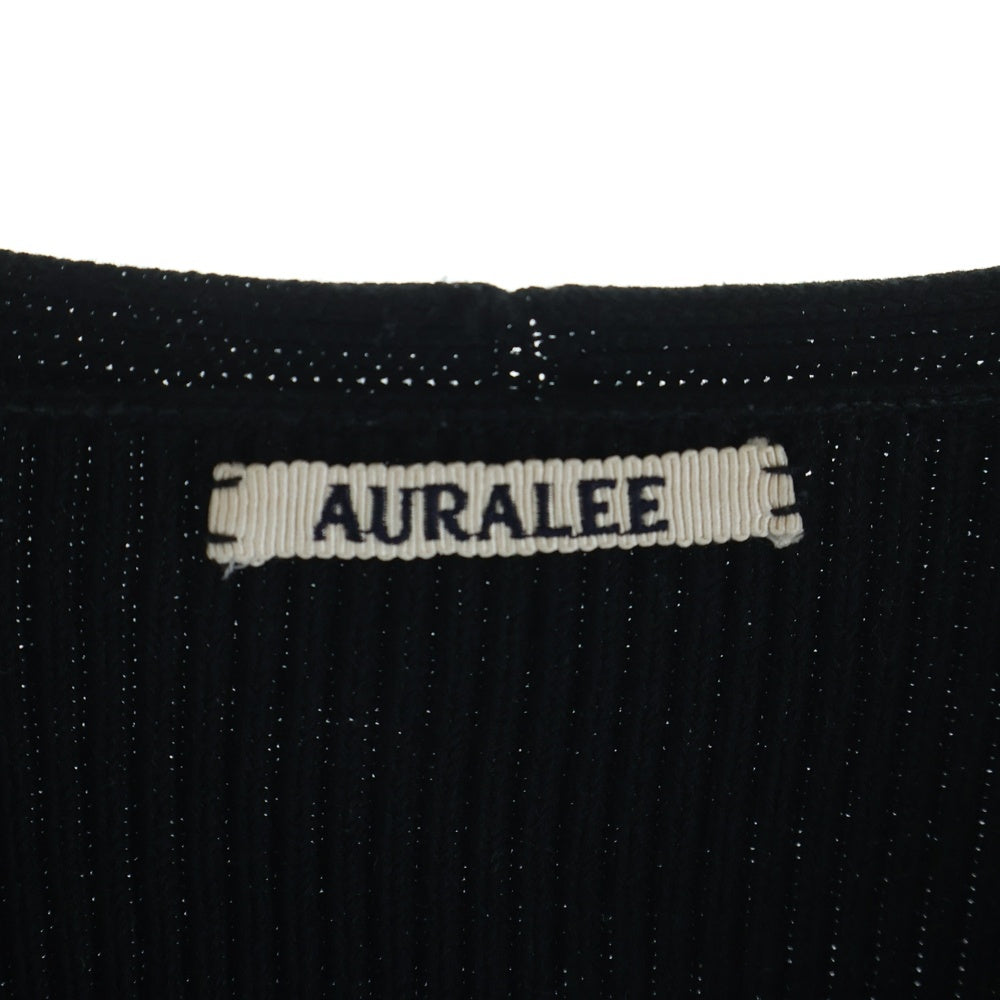 AURALEE(オーラリー) 18SS SUPER HARD TWIST RIB KNIT V-NECK PO Vネックニットセーター ブラック A8SV05TR