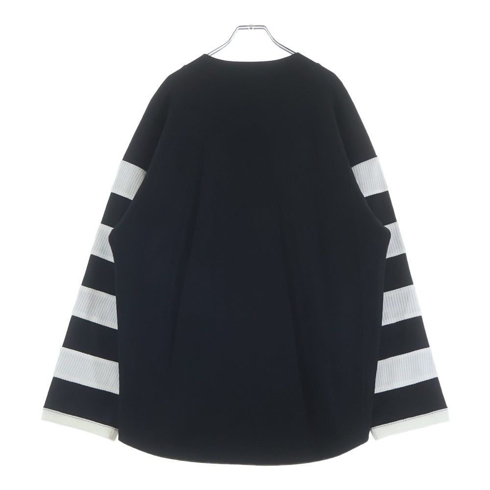White Mountaineering(ホワイトマウンテニアリング) 24AW HOCKEY SHIRTS アーム ボーダー ウール カットソー ブラック WM2473521