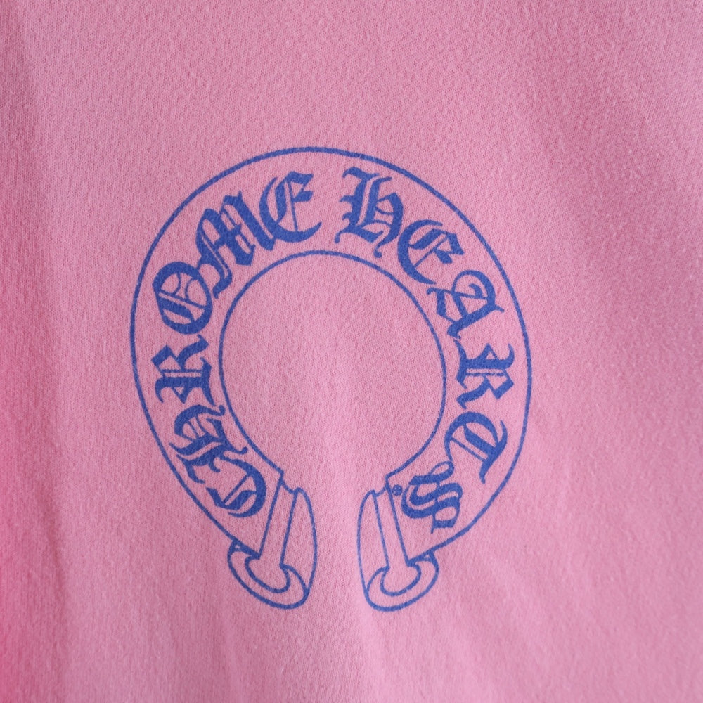 CHROME HEARTS(クロムハーツ) SWTSHRT PLVR 袖フローラルバックホースシュープリントプルオーバーパーカー フーディー ピンク