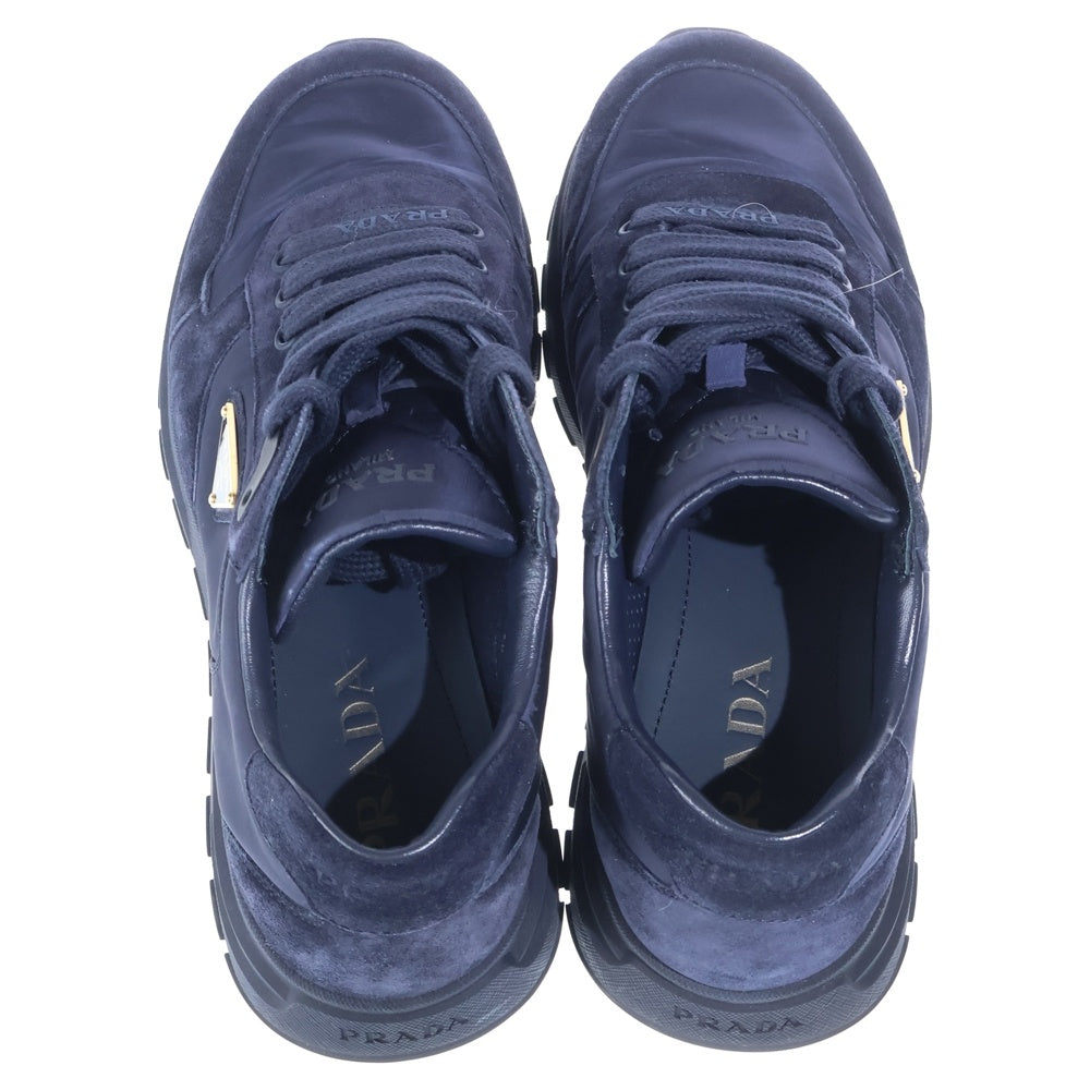 PRADA(プラダ) RE NYLON リナイロン スエードレザー切り替え ローカットスニーカー ネイビー 2EE436