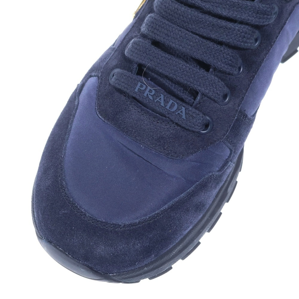 PRADA(プラダ) RE NYLON リナイロン スエードレザー切り替え ローカットスニーカー ネイビー 2EE436