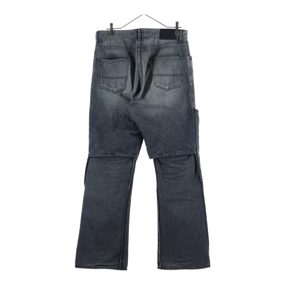 Jieda(ジエダ) 9AW 2WAY FLARE DENIM PANTS レイヤード フレア デニム パンツ グレー Jie-19AW-PT10