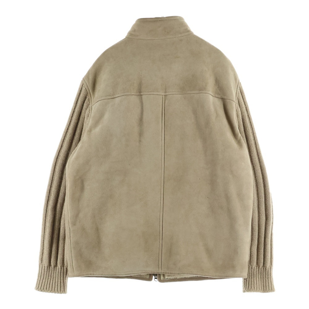 BRUNELLO CUCINELLI(ブルネロクチネリ) カシミヤ アームニット スエード レザー ムートン ジャケット ベージュ