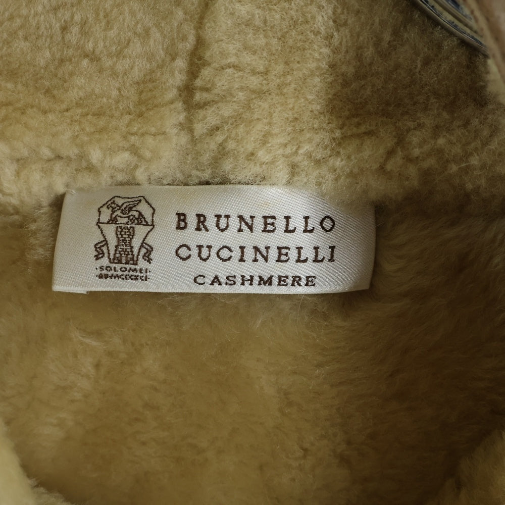 BRUNELLO CUCINELLI(ブルネロクチネリ) カシミヤ アームニット スエード レザー ムートン ジャケット ベージュ