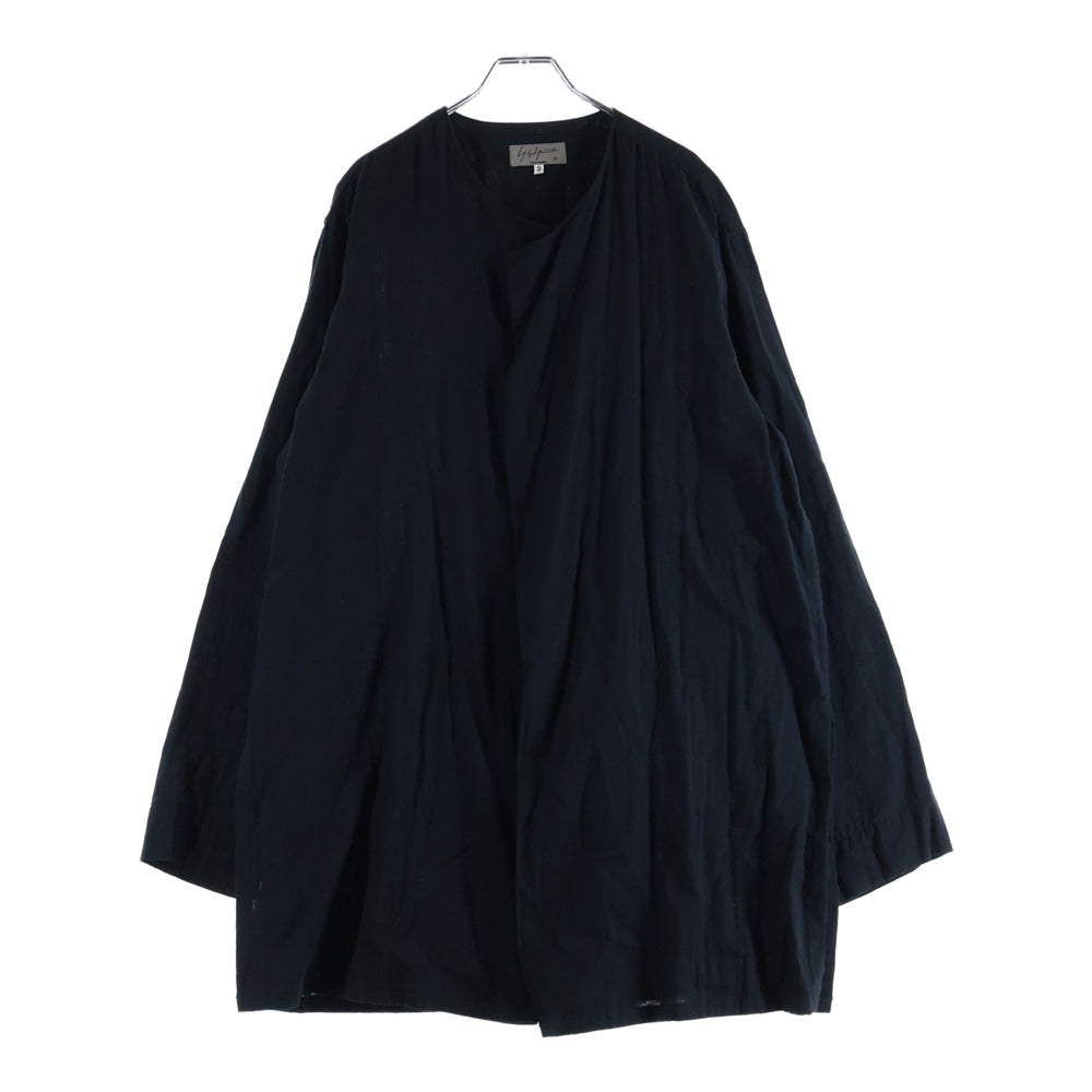 Yohji Yamamoto POUR HOMME(ヨウジヤマモト プールオム) 18SS レイヤード ノーカラー 長袖 シャツ ブラック HW-B61-037