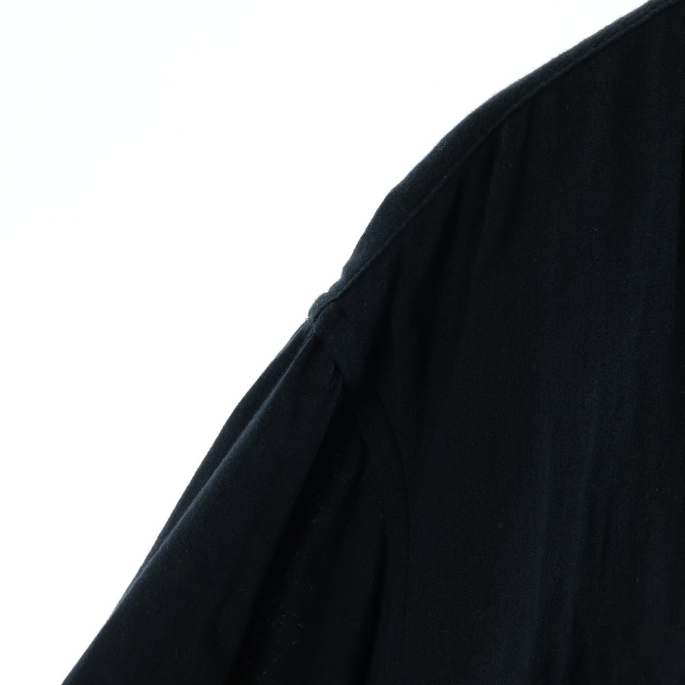 Yohji Yamamoto POUR HOMME(ヨウジヤマモト プールオム) 18SS レイヤード ノーカラー 長袖 シャツ ブラック HW-B61-037